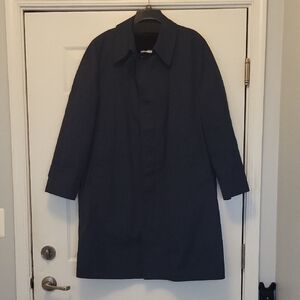 London Fog Men's Size 40R Dark Blue Winter Trench Coat Lined EUC